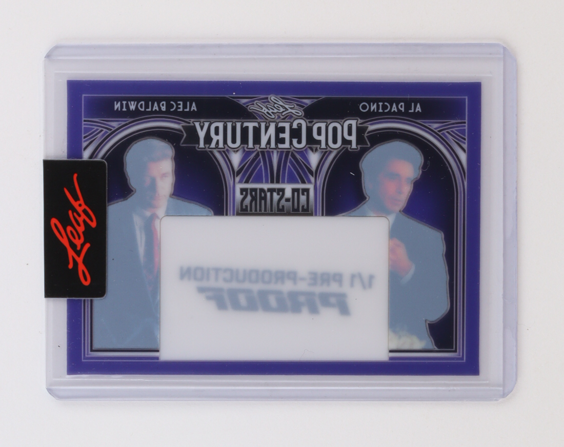 Al Pacine / Alec Baldwin 2024 Leaf Metal Pop Century Co-Stars Purple Pre-Production Proof #1/1 at PristineAuction.com Al Pacine / Alec Baldwin 2024 Leaf Metal Pop Century Co-Stars Purple Pre-Production Proof #1/1 at PristineAuction.com