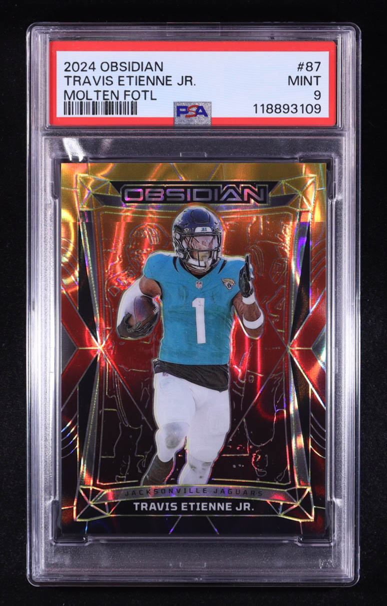Travis Etienne Jr. 2024 Panini Obsidian Molten FOTL #87 #13/14 (PSA 9) at PristineAuction.com Travis Etienne Jr. 2024 Panini Obsidian Molten FOTL #87 #13/14 (PSA 9) at PristineAuction.com