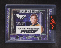 William Shatner 2024 Leaf Metal Pop Century Star Trek 1966-69 Retro TV Purple Refractor Pre-Production Proof #1/1 at PristineAuction.com