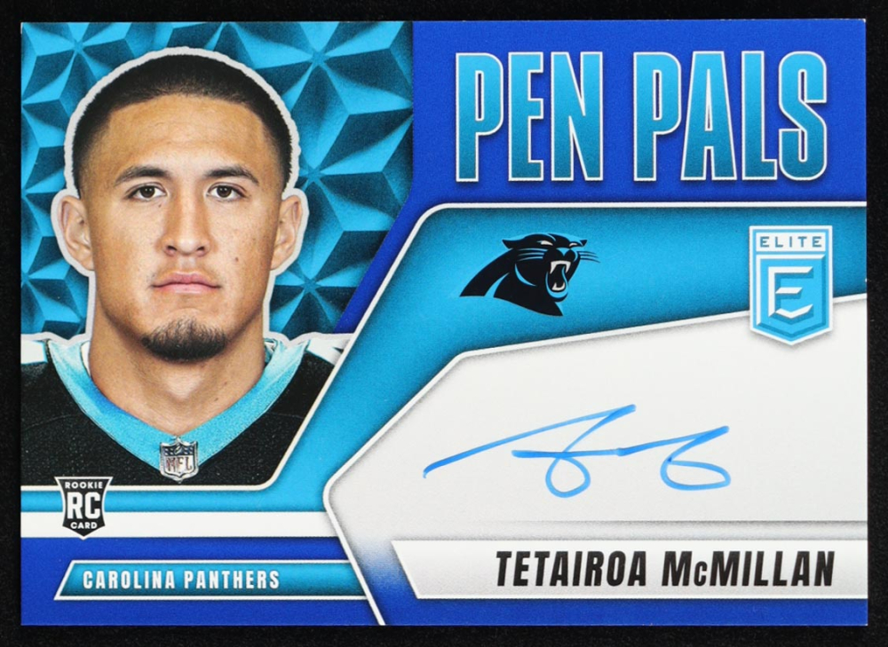 Tetairoa McMillan 2025 Elite Pen Pals Blue Ink #4 RC