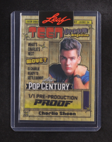 Charlie Sheen 2024 Leaf Metal Pop Century Teen Dream Magazine Gold Pre-Production Proof #1/1 at PristineAuction.com
