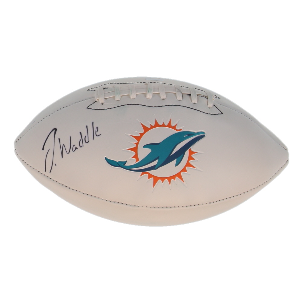 Jaylen Waddle Signed Dolphins Logo White Panel Football (Palm Beach) at PristineAuction.com Jaylen Waddle Signed Dolphins Logo White Panel Football (Palm Beach) at PristineAuction.com