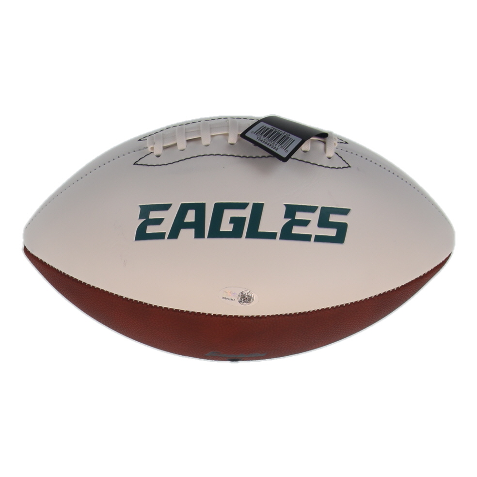 Vince Papale Twice-Signed Eagles Logo White Panel Football Inscribed "Invincible" (JSA) at PristineAuction.com Vince Papale Twice-Signed Eagles Logo White Panel Football Inscribed "Invincible" (JSA) at PristineAuction.com