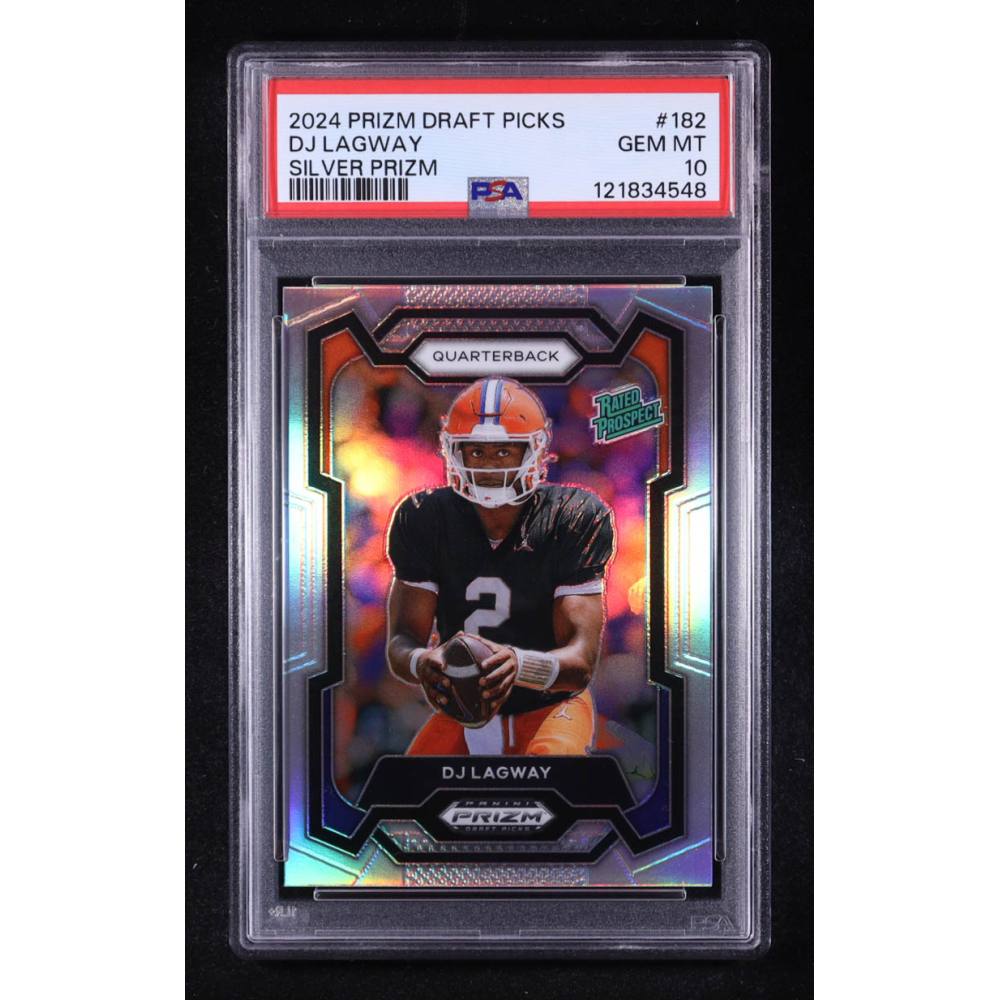 DJ Lagway 2024 Panini Prizm Draft Picks Prizms Silver #182 RC (PSA 10) at PristineAuction.com