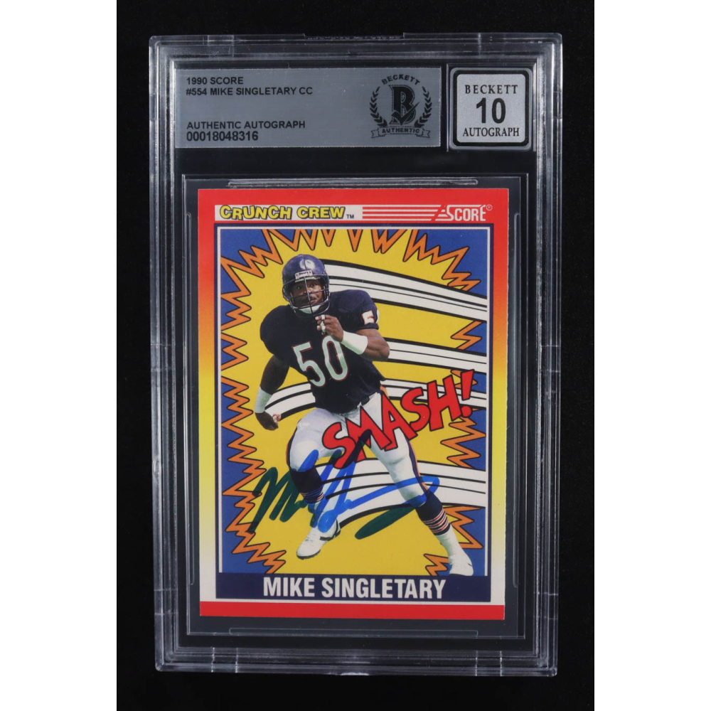 Mike Singletary Signed 1990 Score Crunch Crew #554 (BGS | Autograph Graded BGS 10) at PristineAuction.com