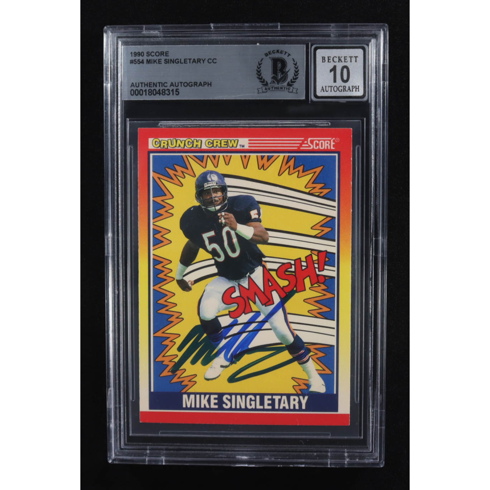 Mike Singletary Signed 1990 Score Crunch Crew #554 (BGS | Autograph Graded BGS 10) at PristineAuction.com