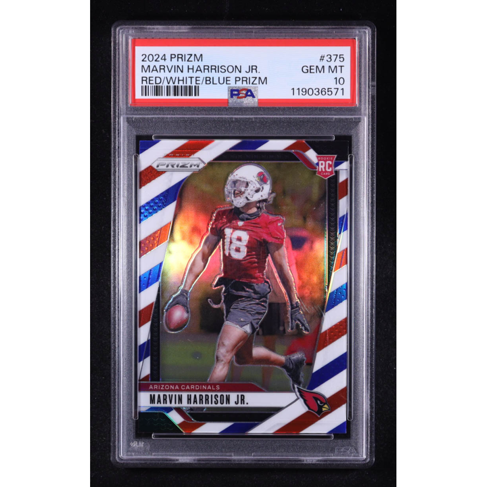 Marvin Harrison Jr. 2024 Panini Prizm Prizms Red White and Blue #375 RC (PSA 10) at PristineAuction.com
