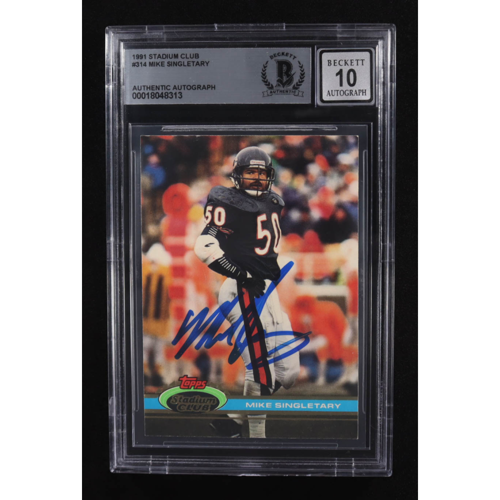 Mike Singletary Signed 1991 Topps Stadium Club #314 (BGS | Autograph Graded BGS 10) at PristineAuction.com