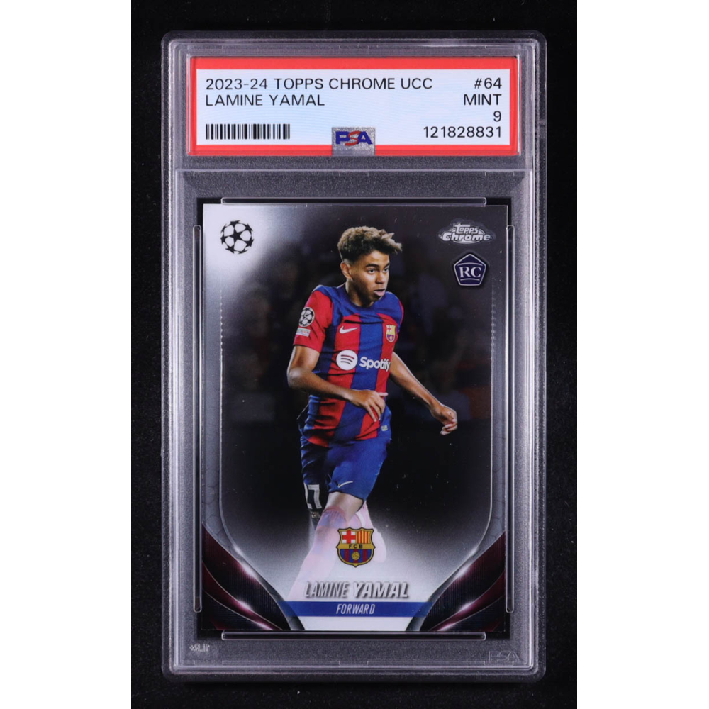 Lamine Yamal 2023-24 Topps Chrome UEFA Club Competitions #64 RC (PSA 9) at PristineAuction.com