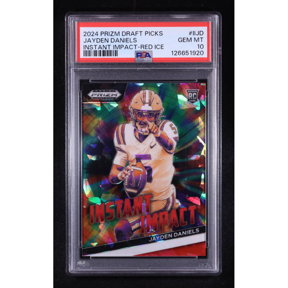 Jayden Daniels 2024 Panini Prizm Draft Picks Instant Impact Red Ice #5 RC (PSA 10) at PristineAuction.com