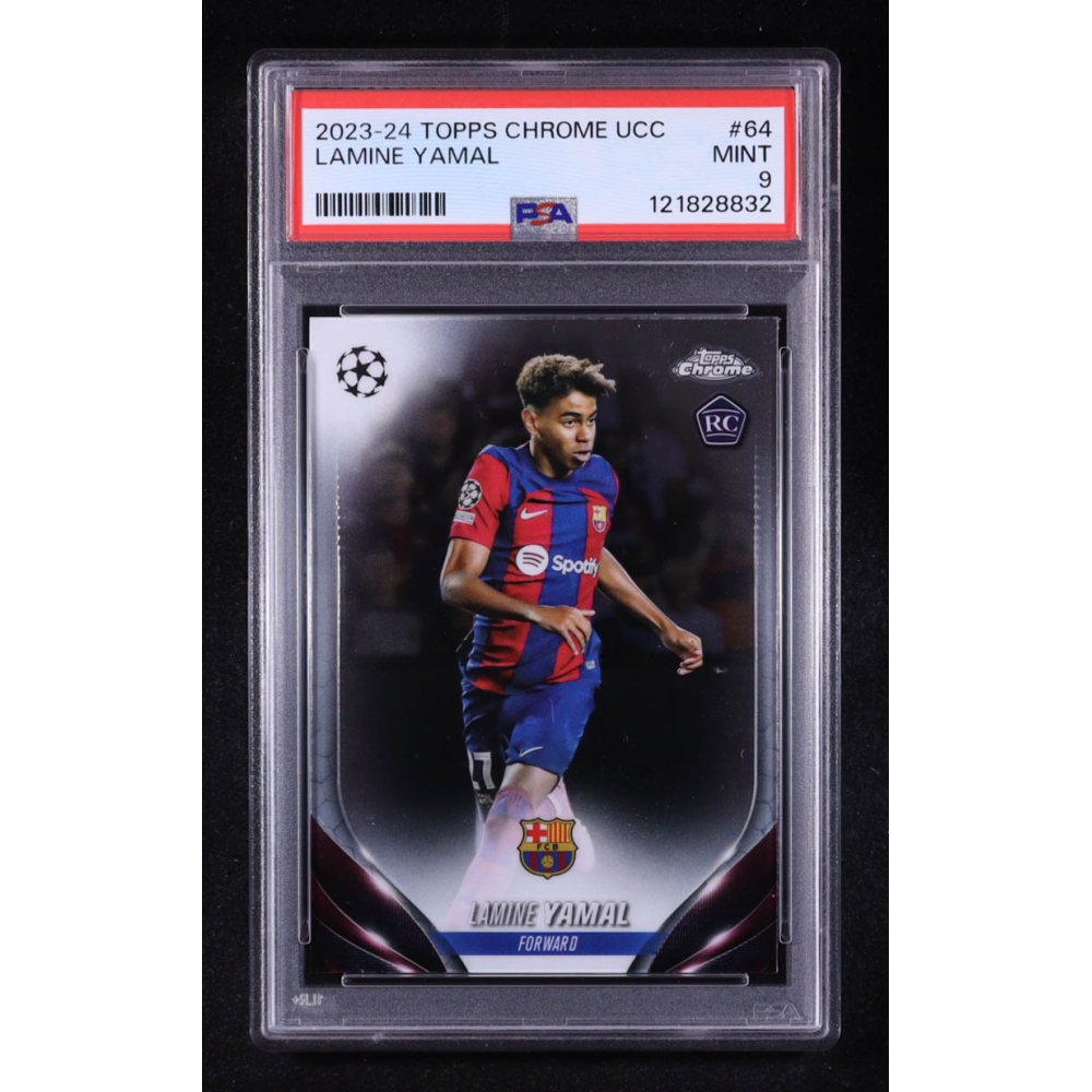 Lamine Yamal 2023-24 Topps Chrome UEFA Club Competitions #64 RC (PSA 9) at PristineAuction.com