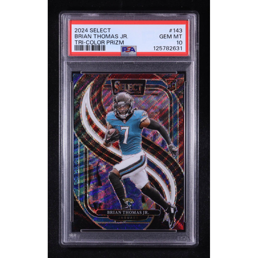 Brian Thomas Jr. 2024 Select Prizm Tri Color #143 RC #157/249 (PSA 10) at PristineAuction.com