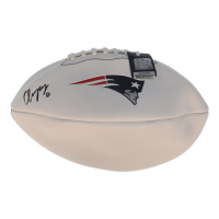 Christian Gonzalez Signed Patriots Logo Football (Prova & Beckett) at PristineAuction.com