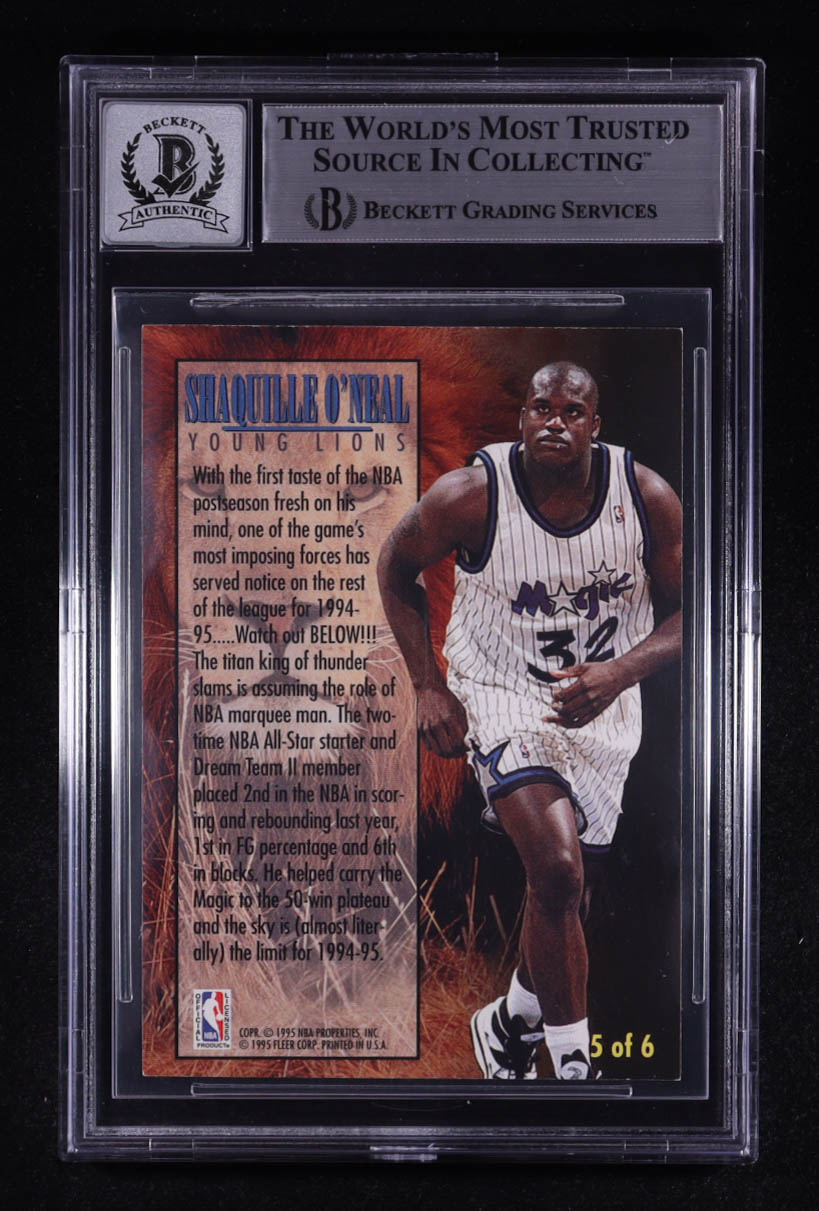 Shaquille O'Neal Signed 1994-95 Fleer Young Lions #5 (BGS | Auto 10) at PristineAuction.com Shaquille O'Neal Signed 1994-95 Fleer Young Lions #5 (BGS | Auto 10) at PristineAuction.com