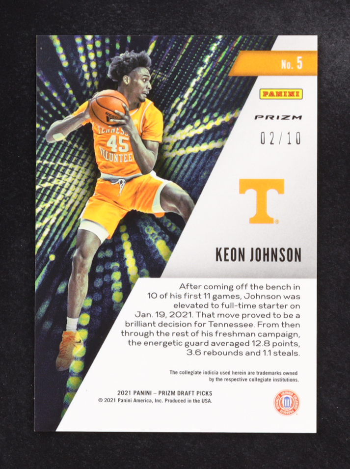 Keon Johnson 2021-22 Panini Prizm Draft Picks Instant Impact Prizms Gold Shimmer #5 #02/10 RC at PristineAuction.com Keon Johnson 2021-22 Panini Prizm Draft Picks Instant Impact Prizms Gold Shimmer #5 #02/10 RC at PristineAuction.com
