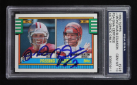 Joe Montana / Boomer Esiason Signed 1990 Topps Passing Leaders #229 (PSA | Autograph Graded PSA 10) at PristineAuction.com