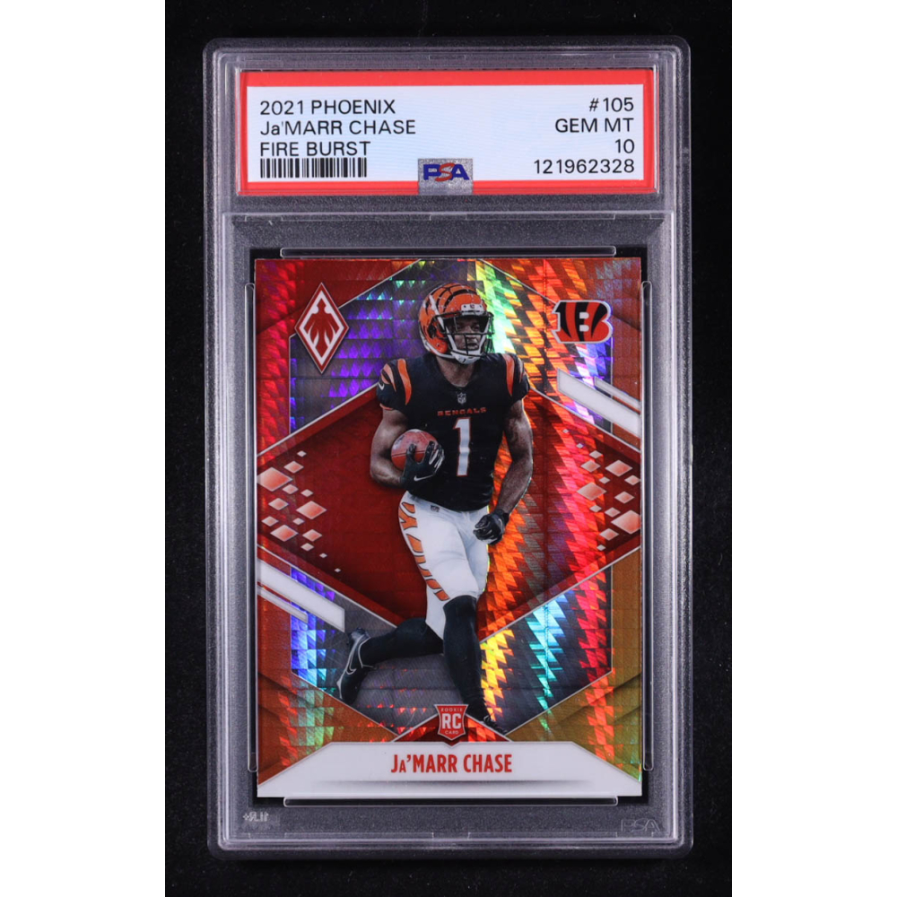 Ja'Marr Chase 2021 Panini Phoenix Fire Burst #105 RC (PSA 10) at PristineAuction.com