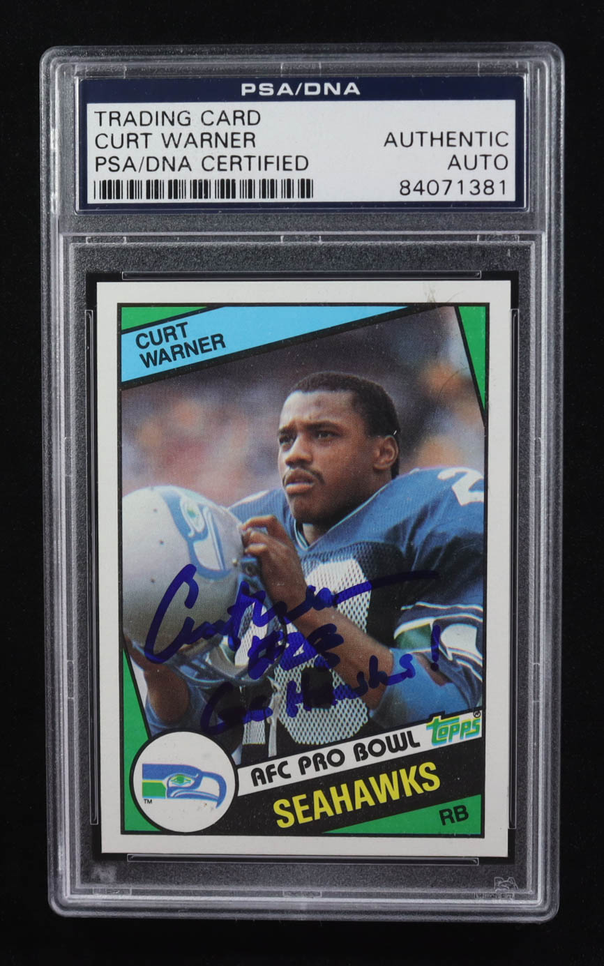 Curt Warner Signed 1984 Topps Inscribed "Go Hawks" AFC Pro Bowl #198 (PSA ) at PristineAuction.com Curt Warner Signed 1984 Topps Inscribed "Go Hawks" AFC Pro Bowl #198 (PSA ) at PristineAuction.com