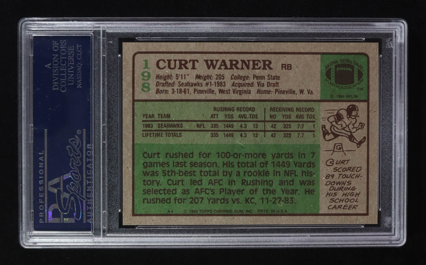 Curt Warner Signed 1984 Topps Inscribed "Go Hawks" AFC Pro Bowl #198 (PSA ) at PristineAuction.com Curt Warner Signed 1984 Topps Inscribed "Go Hawks" AFC Pro Bowl #198 (PSA ) at PristineAuction.com