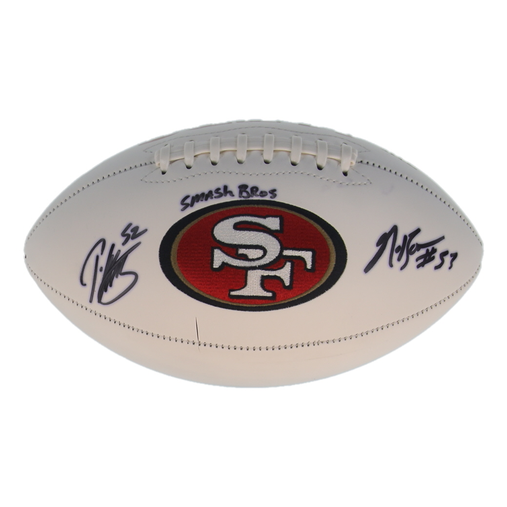 Patrick Willis & NaVorro Bowman Signed 49ers Logo Football Inscribed "Smash Bros" (Beckett) at PristineAuction.com Patrick Willis & NaVorro Bowman Signed 49ers Logo Football Inscribed "Smash Bros" (Beckett) at PristineAuction.com