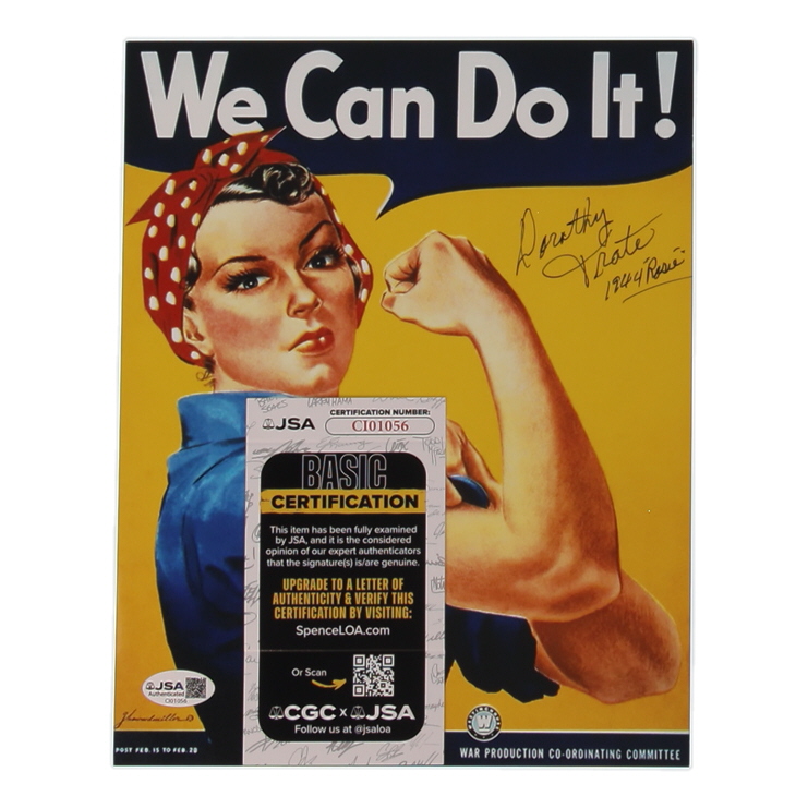 Dorothy Trate Signed "Rosie the Riveter" 8x10 Photo Inscribed "1944 'Rosie'" (JSA) at PristineAuction.com Dorothy Trate Signed "Rosie the Riveter" 8x10 Photo Inscribed "1944 'Rosie'" (JSA) at PristineAuction.com