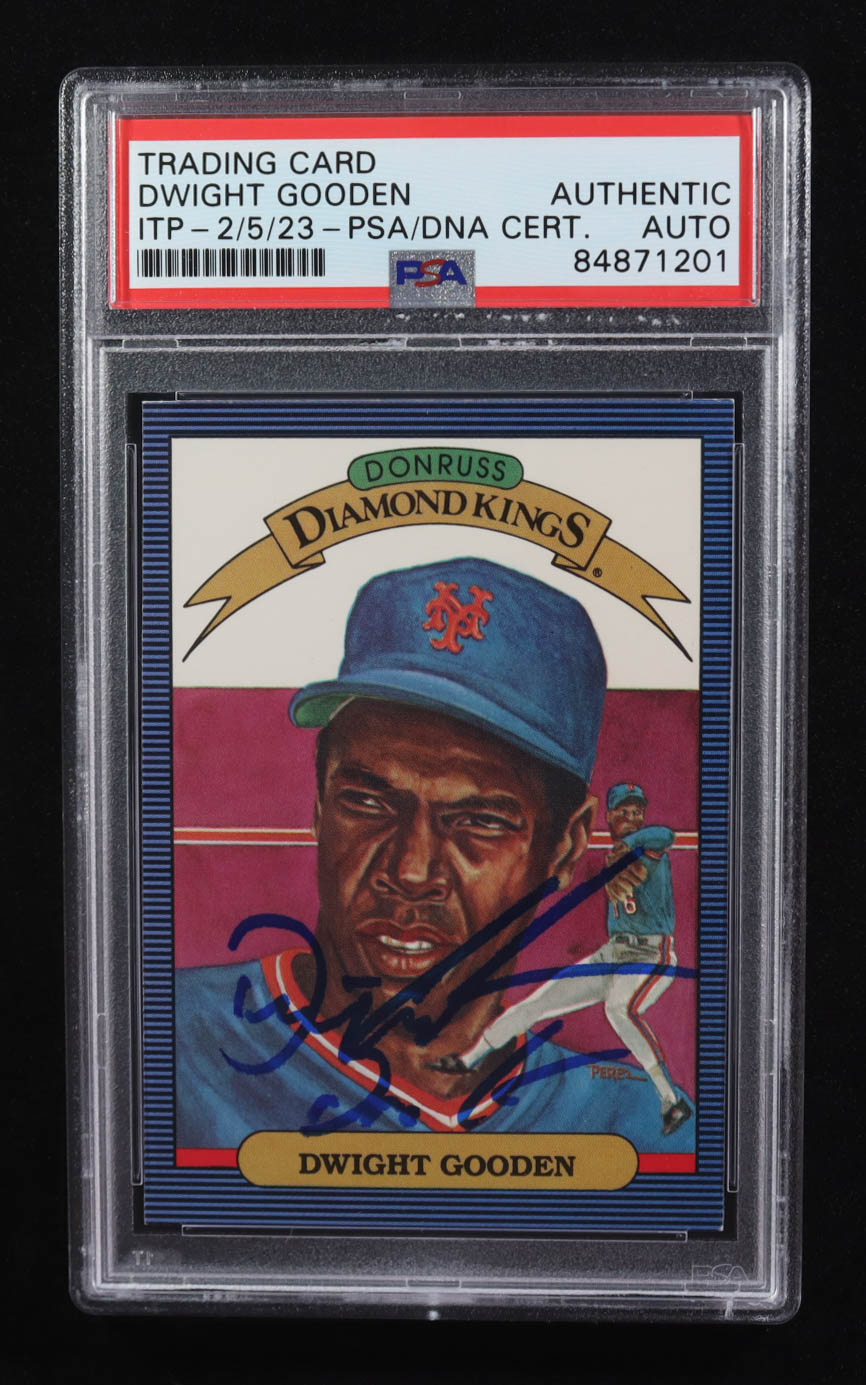 Dwight Gooden Signed 1985 Leaf Donruss Diamond Kings #26 (PSA) at PristineAuction.com Dwight Gooden Signed 1985 Leaf Donruss Diamond Kings #26 (PSA) at PristineAuction.com