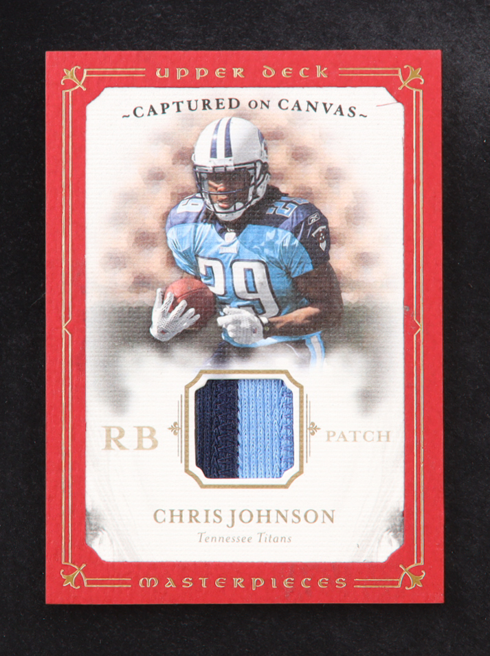 Chris Johnson 2008 UD Masterpieces Captured on Canvas Jerseys Patch #CC10 #40/50 RC at PristineAuction.com Chris Johnson 2008 UD Masterpieces Captured on Canvas Jerseys Patch #CC10 #40/50 RC at PristineAuction.com