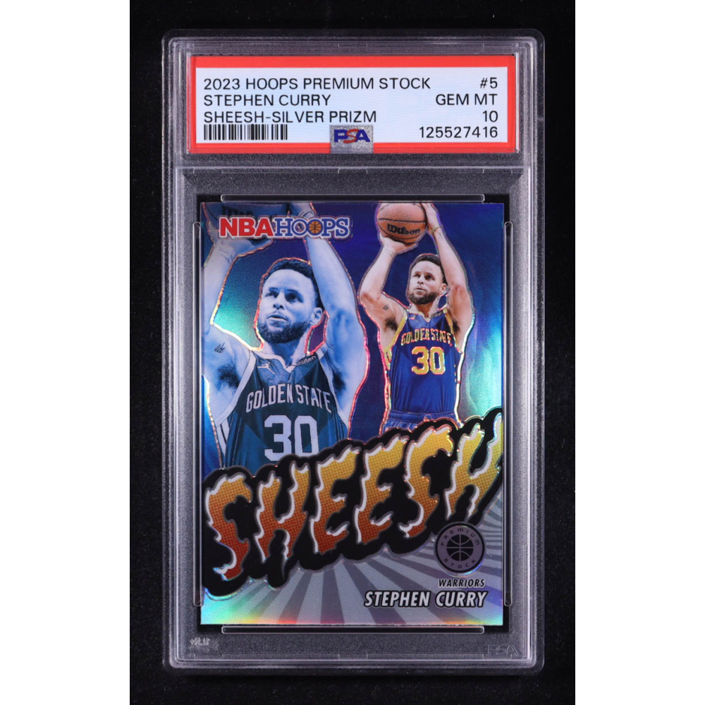Stephen Curry 2023-24 Hoops Premium Stock Sheesh Silver Prizm #5 (PSA 10) at PristineAuction.com
