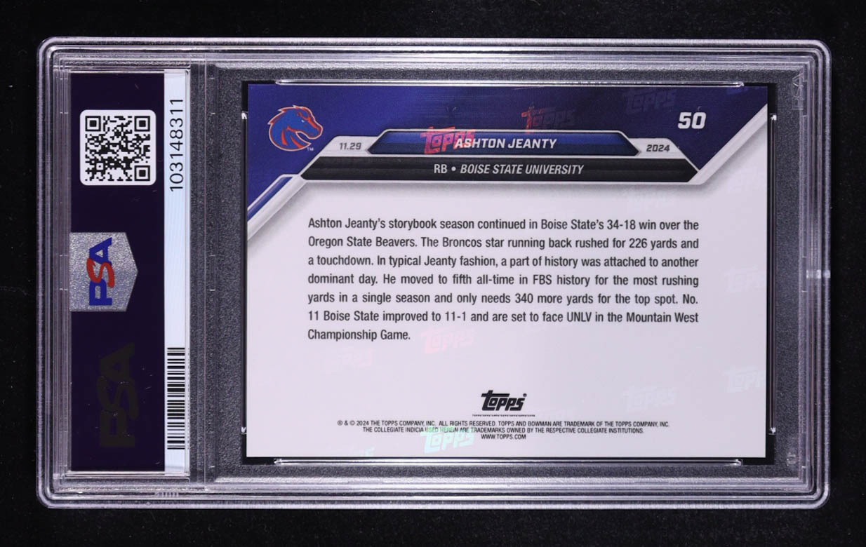 Ashton Jeanty 2024 Bowman University Now #50 RC (PSA 10) at PristineAuction.com Ashton Jeanty 2024 Bowman University Now #50 RC (PSA 10) at PristineAuction.com