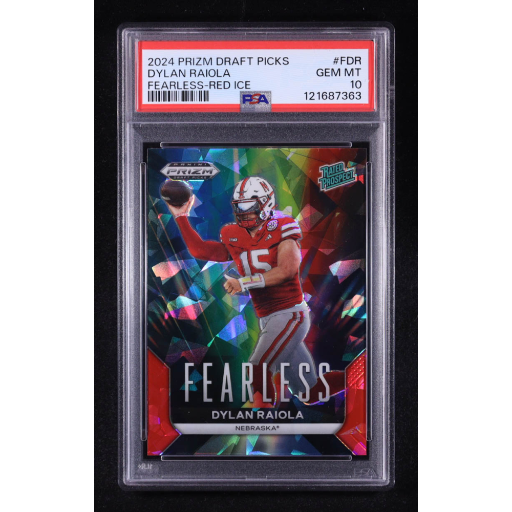 Dylan Raiola 2024 Panini Prizm Draft Picks Fearless Red Ice #22 RC (PSA 10) at PristineAuction.com