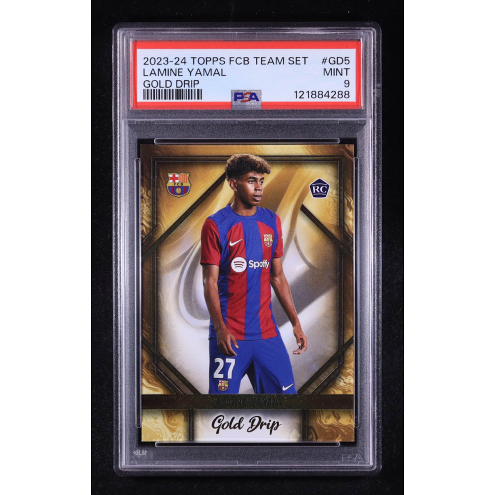Lamine Yamal 2023-24 FC Barcelona Topps Team Set Gold Drip Icy Foil #GD5 RC (PSA 9) at PristineAuction.com