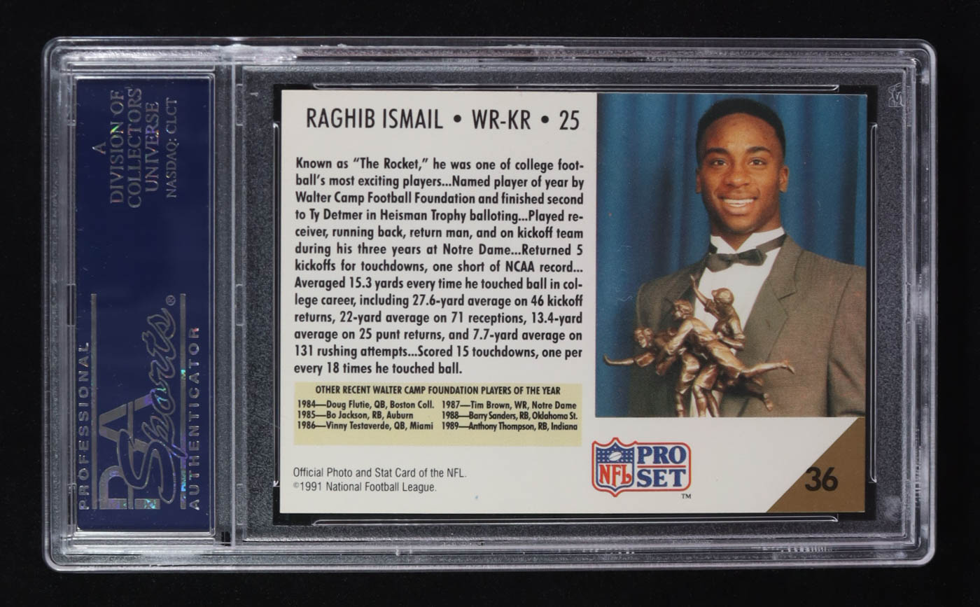 Raghib Rocket Ismail Signed 1991 NFL Pro Set Inscribed "Touchdown" "Rocket" #36 RC (PSA | Autograph Graded PSA 10) at PristineAuction.com Raghib Rocket Ismail Signed 1991 NFL Pro Set Inscribed "Touchdown" "Rocket" #36 RC (PSA | Autograph Graded PSA 10) at PristineAuction.com