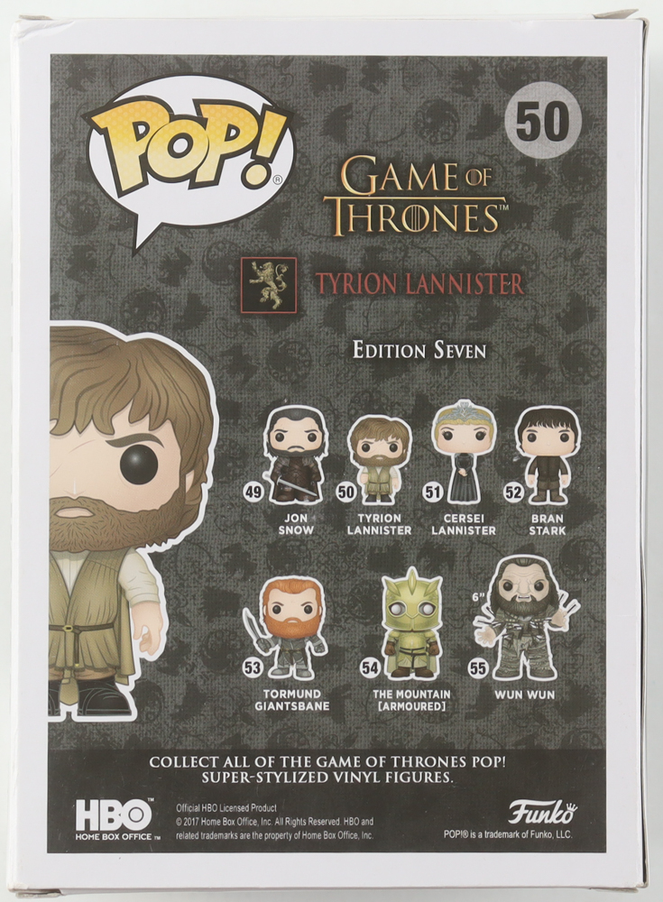 Peter Dinklage Signed "Game of Thrones" #50 Tyrion Lannister Funko Pop! Vinyl Figure (Beckett) at PristineAuction.com Peter Dinklage Signed "Game of Thrones" #50 Tyrion Lannister Funko Pop! Vinyl Figure (Beckett) at PristineAuction.com
