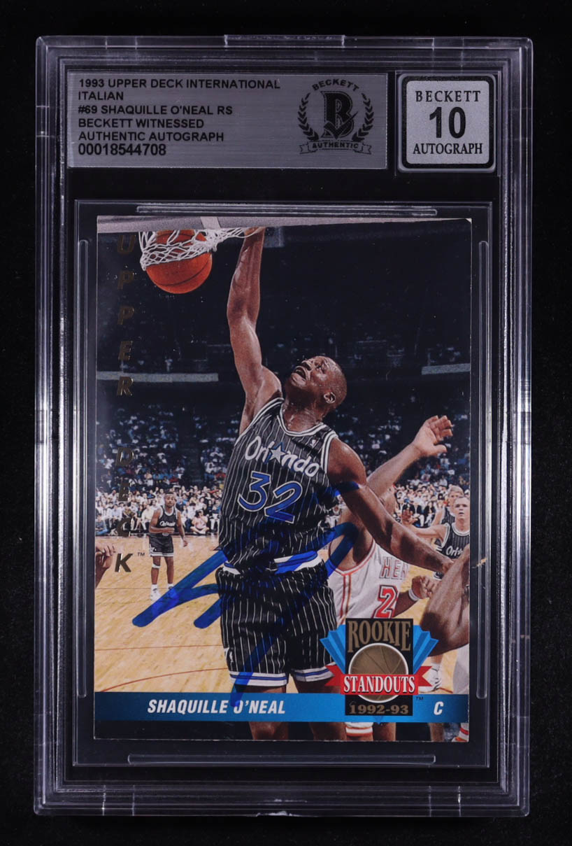 Shaquille O'Neal Signed 1993 Upper Deck International Italian RS #69 (BGS | Auto 10) at PristineAuction.com Shaquille O'Neal Signed 1993 Upper Deck International Italian RS #69 (BGS | Auto 10) at PristineAuction.com