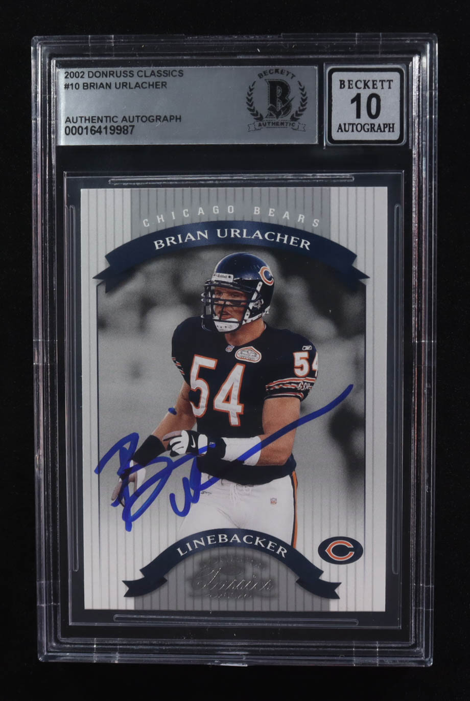 Brian Urlacher Signed 2002 Donruss Classics #10 (BGS | Autograph Graded BGS 10) at PristineAuction.com Brian Urlacher Signed 2002 Donruss Classics #10 (BGS | Autograph Graded BGS 10) at PristineAuction.com