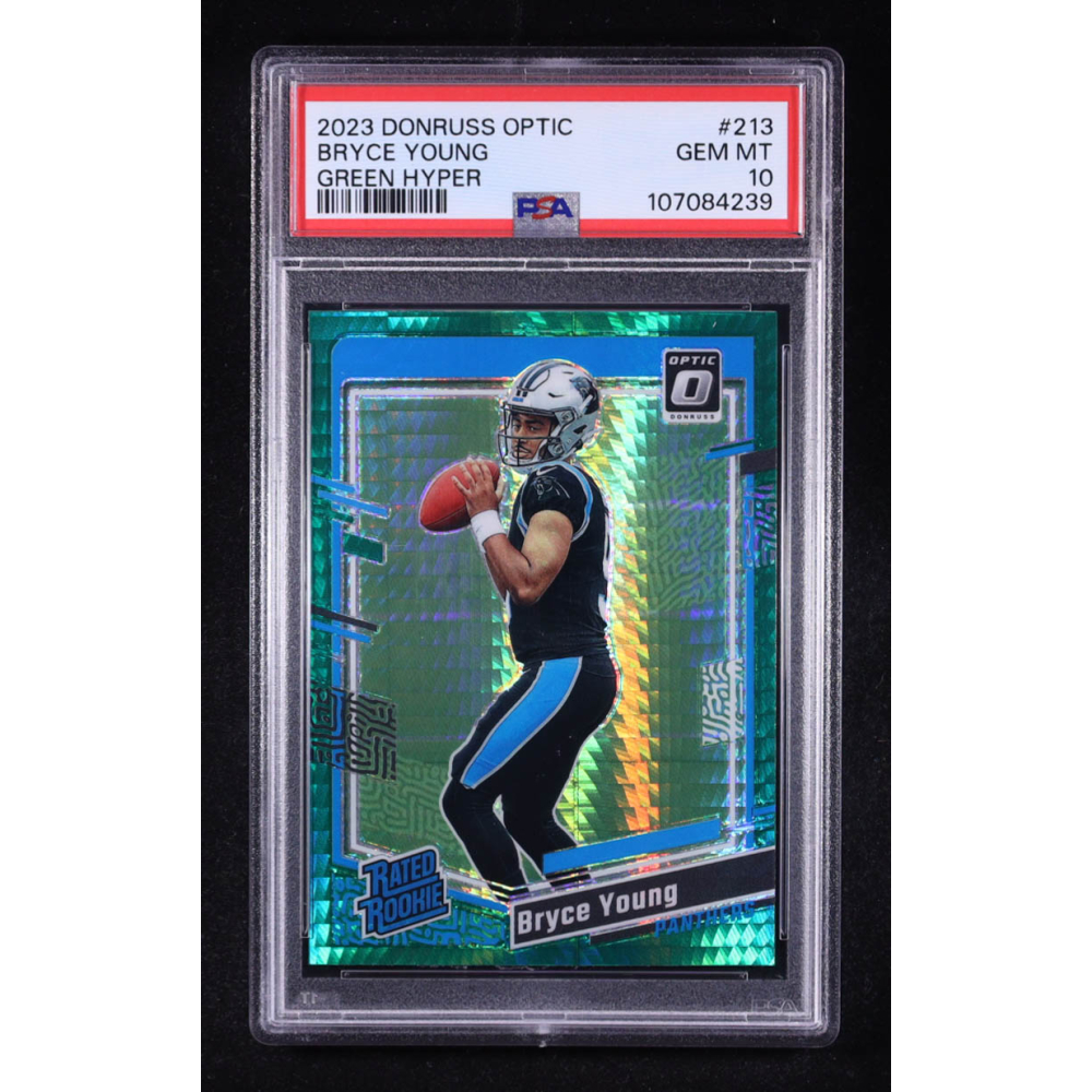 Bryce Young 2023 Donruss Optic Green Hyper #213 RR RC (PSA 10) at PristineAuction.com
