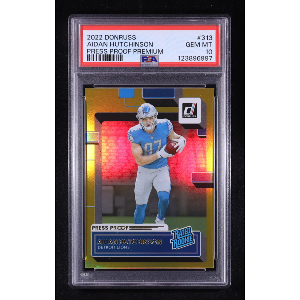 Aidan Hutchinson 2022 Donruss Press Proof Premium #313 RR RC (PSA 10) at PristineAuction.com