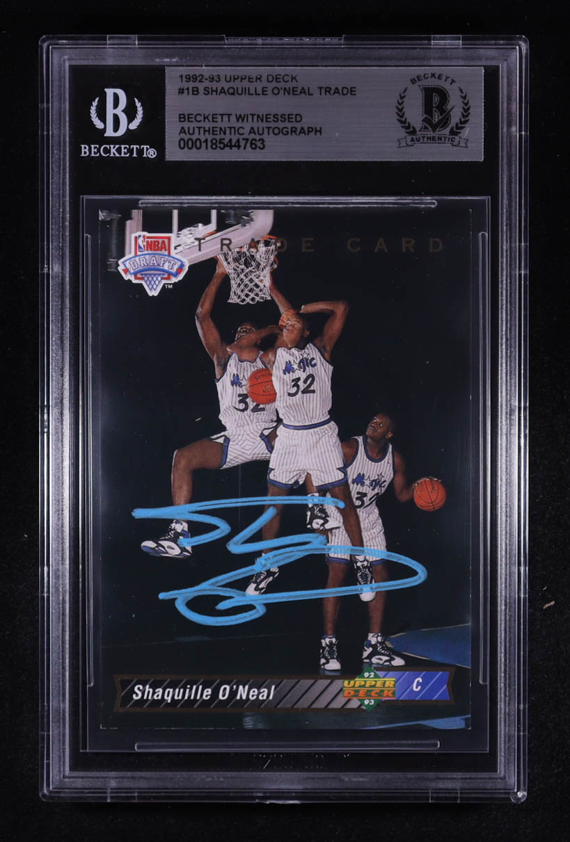 Shaquille O'Neal Signed 1992-93 Upper Deck TRADE #1B RC (BGS) at PristineAuction.com Shaquille O'Neal Signed 1992-93 Upper Deck TRADE #1B RC (BGS) at PristineAuction.com