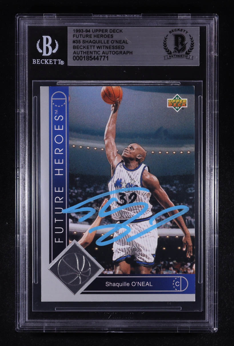 Shaquille O'Neal Signed 1993-94 Upper Deck Future Heroes #35 (BGS) at PristineAuction.com Shaquille O'Neal Signed 1993-94 Upper Deck Future Heroes #35 (BGS) at PristineAuction.com