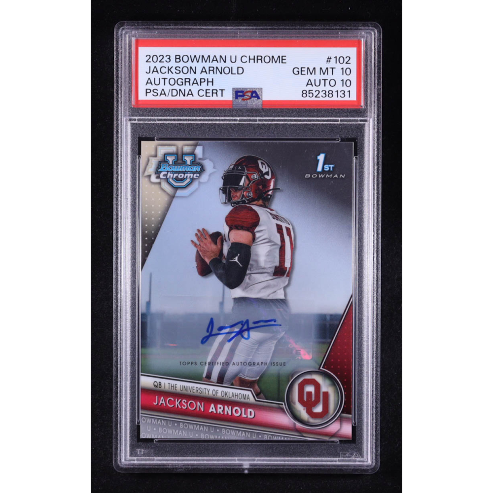 Jackson Arnold 2023 Bowman Chrome University Autographs #102 RC (PSA 10 | Autograph Graded 10) at PristineAuction.com