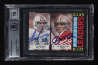 Dan Marino / Joe Montana Signed 1985 Topps NFL Passing Leaders #192 (BGS | Autograph Graded BGS 10) at PristineAuction.com