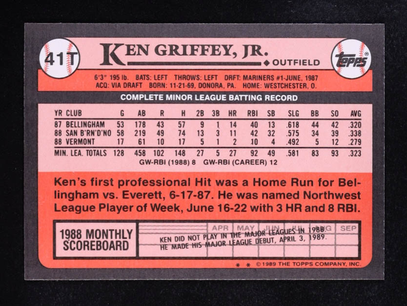 Ken Griffey Jr. 1989 Topps Traded #41T RC at PristineAuction.com Ken Griffey Jr. 1989 Topps Traded #41T RC at PristineAuction.com