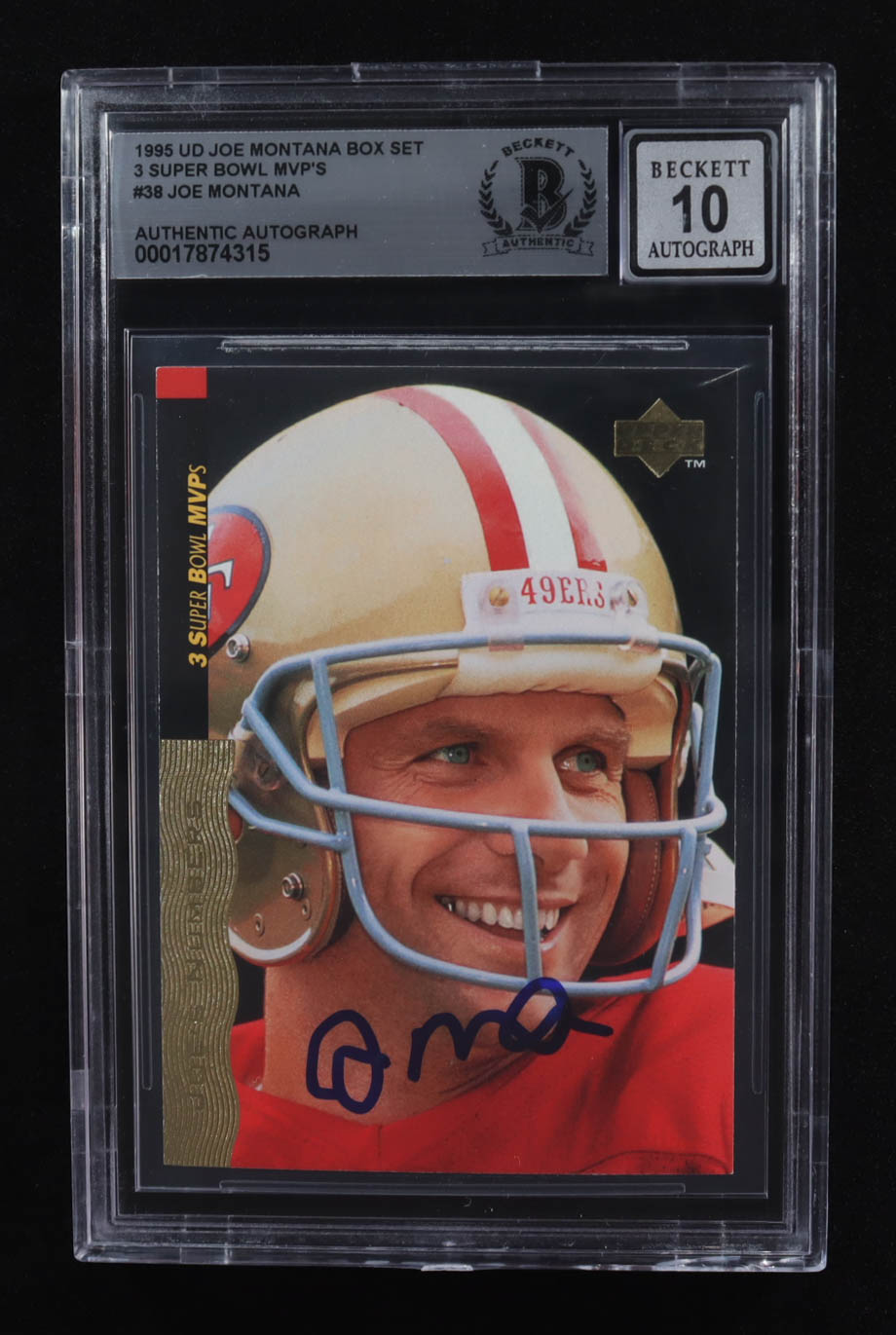 Joe Montana Signed 1995 Upper Deck Box Set 3 Super Bowl MVP's #38 (BGS | Autograph Graded BGS 10) at PristineAuction.com Joe Montana Signed 1995 Upper Deck Box Set 3 Super Bowl MVP's #38 (BGS | Autograph Graded BGS 10) at PristineAuction.com