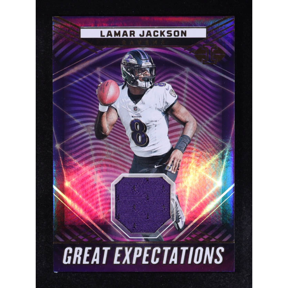 Lamar Jackson 2023 Panini Illusions Great Expectations Materials #62 at PristineAuction.com
