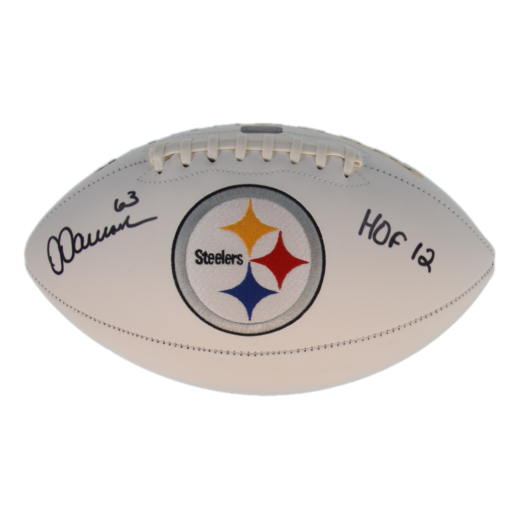 Dermontti Dawson Signed Steelers Logo Football Inscribed "HOF 12" (Prova) at PristineAuction.com Dermontti Dawson Signed Steelers Logo Football Inscribed "HOF 12" (Prova) at PristineAuction.com
