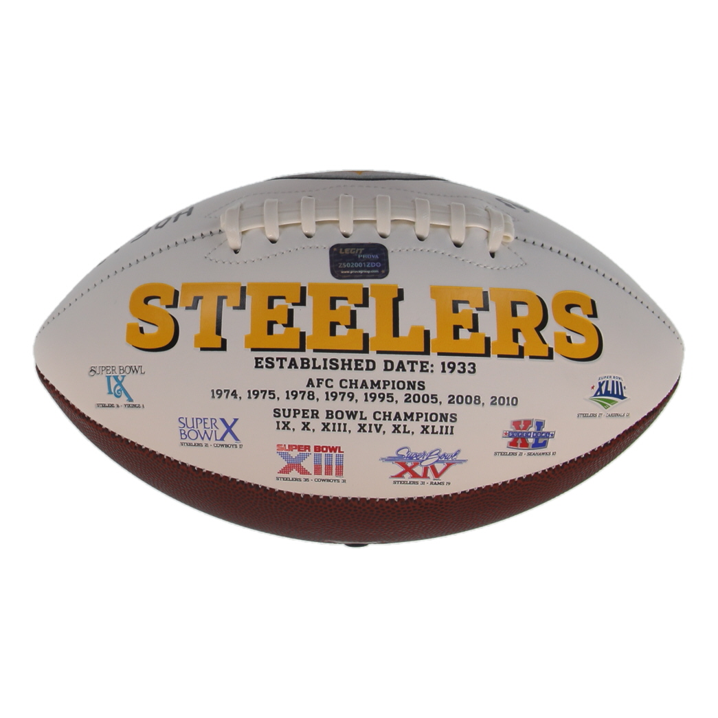 Dermontti Dawson Signed Steelers Logo Football Inscribed "HOF 12" (Prova) at PristineAuction.com Dermontti Dawson Signed Steelers Logo Football Inscribed "HOF 12" (Prova) at PristineAuction.com