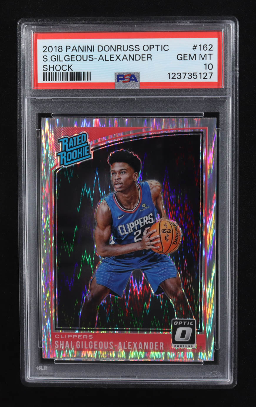 Shai Gilgeous-Alexander 2018-19 Donruss Optic Rated Rookie Shock #162 RC (PSA 10) at PristineAuction.com Shai Gilgeous-Alexander 2018-19 Donruss Optic Rated Rookie Shock #162 RC (PSA 10) at PristineAuction.com