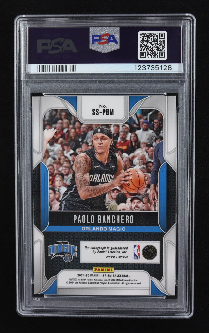 Paolo Banchero 2024-25 Panini Prizm Sensational Signatures Prizms Red #1 #31/99 (PSA 10) at PristineAuction.com Paolo Banchero 2024-25 Panini Prizm Sensational Signatures Prizms Red #1 #31/99 (PSA 10) at PristineAuction.com