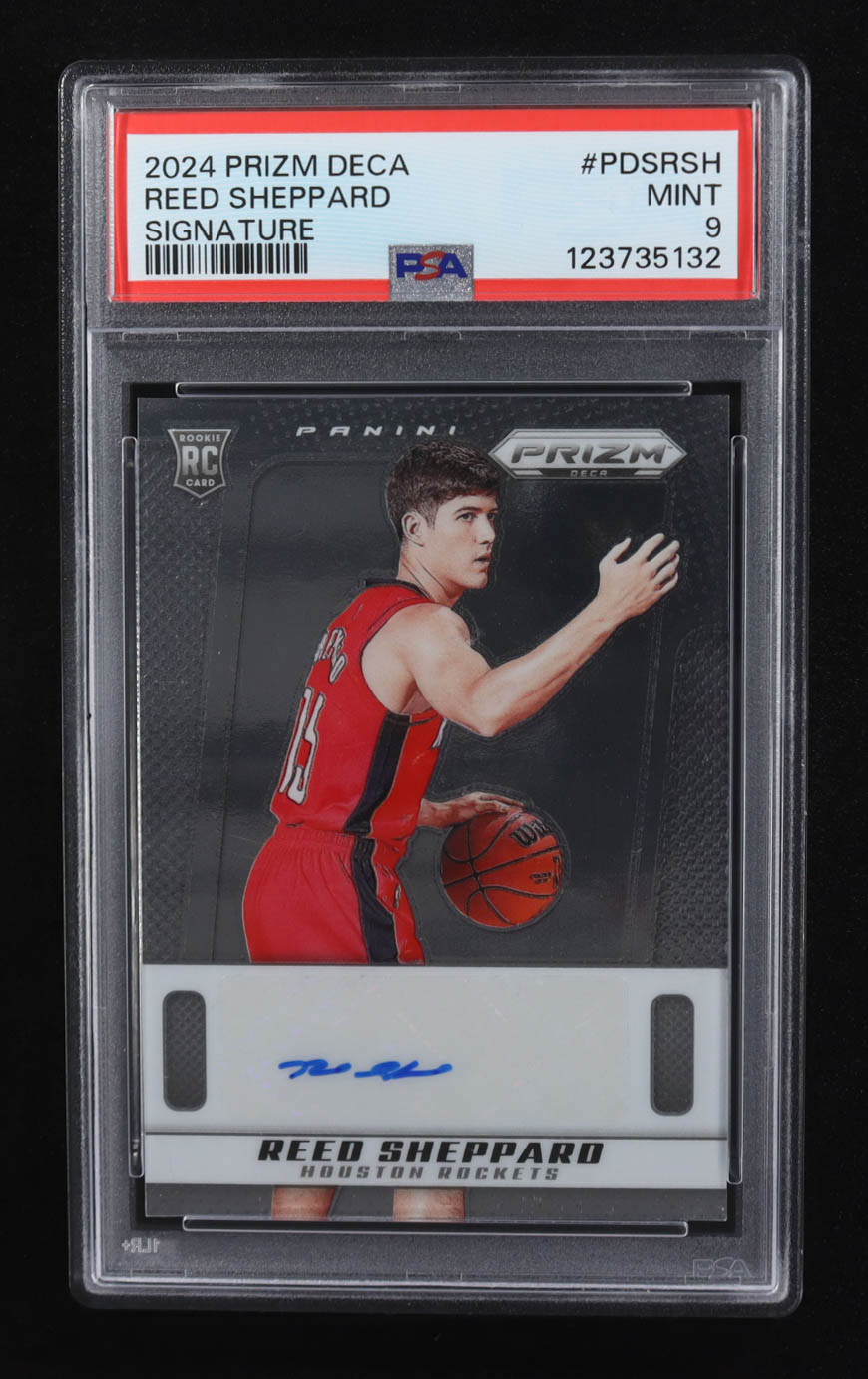 Reed Sheppard 2024-25 Prizm Deca Signatures #37 RC (PSA 9) at PristineAuction.com Reed Sheppard 2024-25 Prizm Deca Signatures #37 RC (PSA 9) at PristineAuction.com