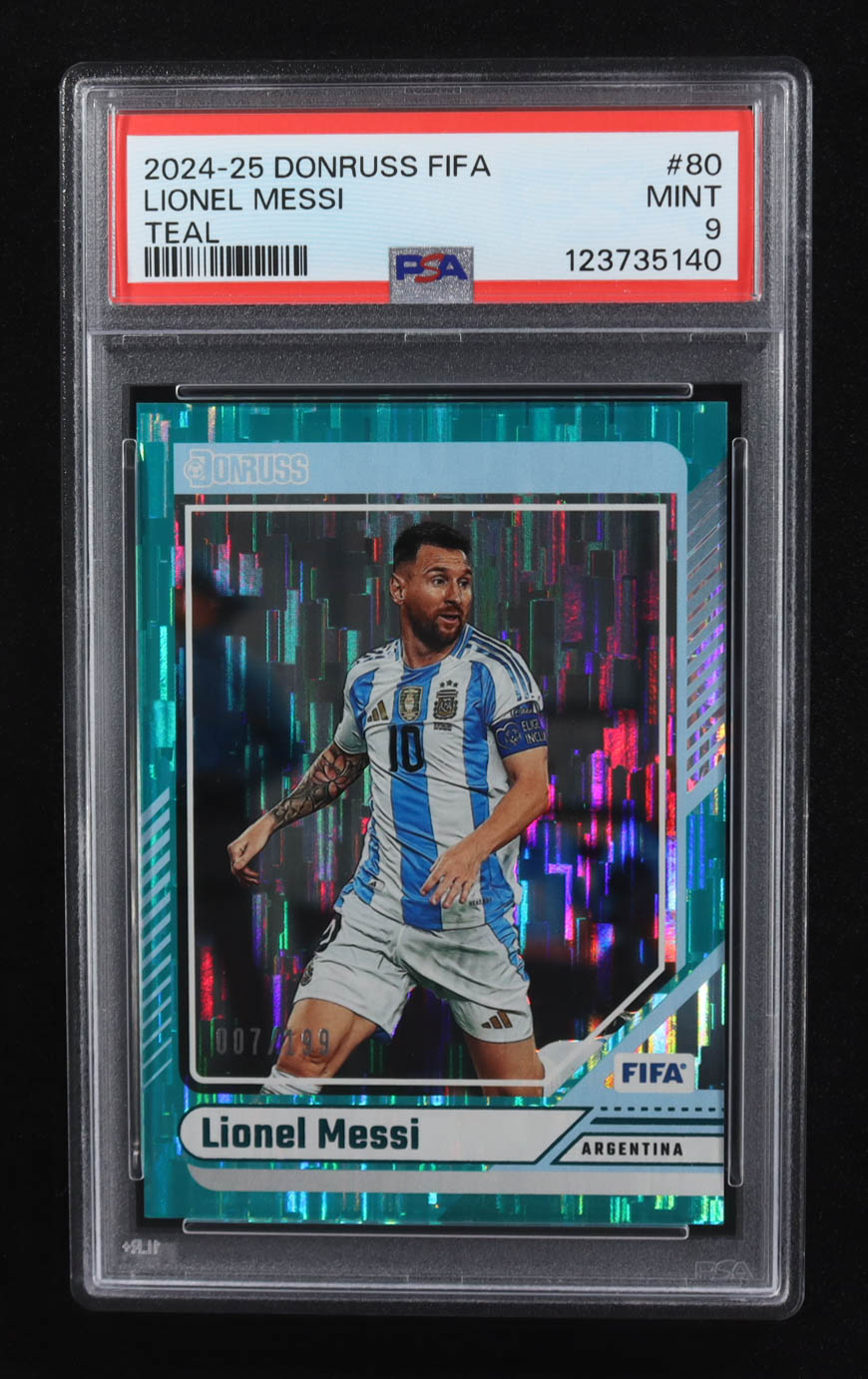 Lionel Messi 2024-25 Donruss Teal #80 #007/199 (PSA 9) at PristineAuction.com Lionel Messi 2024-25 Donruss Teal #80 #007/199 (PSA 9) at PristineAuction.com